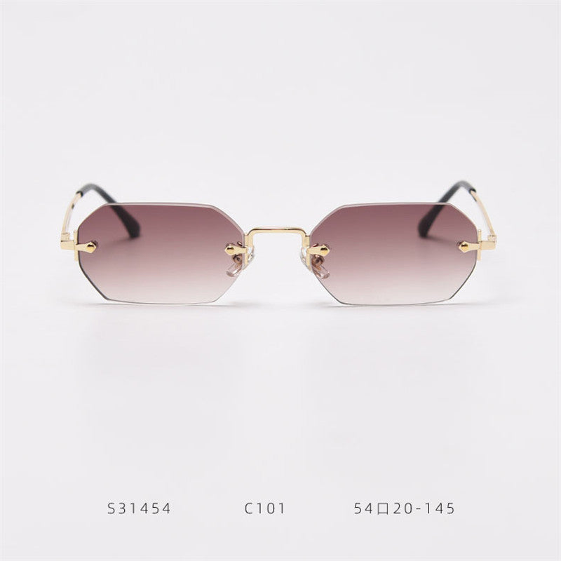 Fashion Polygon Frameless Sunglasses Street Shooting Personality Small Frame Sunglasses