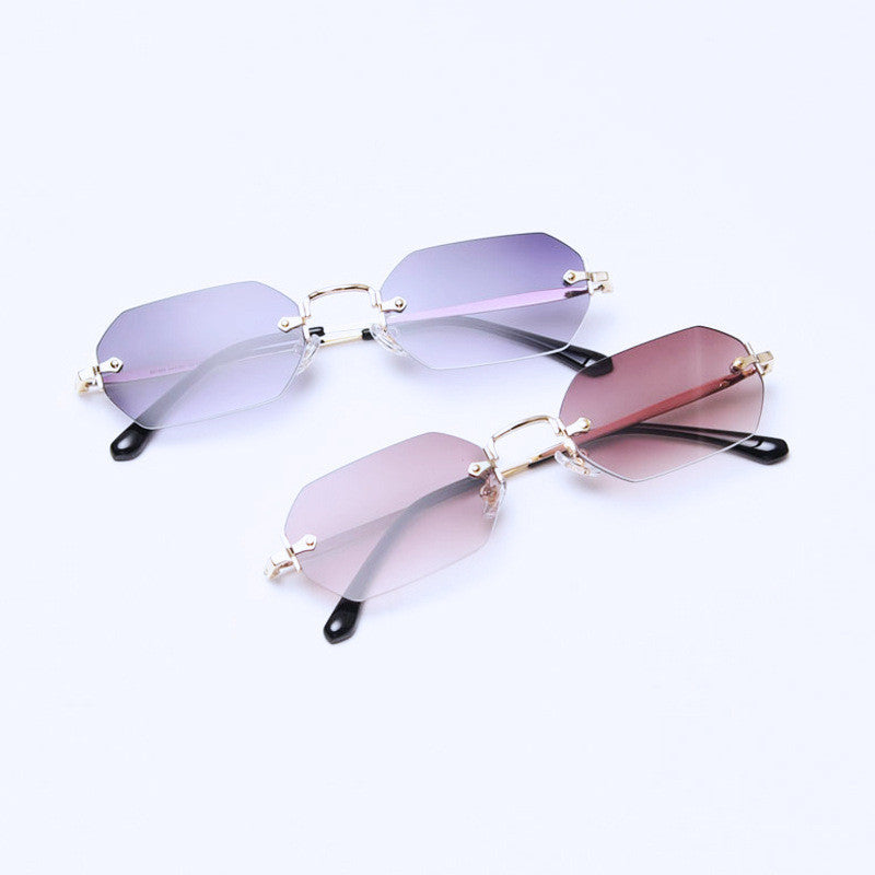 Fashion Polygon Frameless Sunglasses Street Shooting Personality Small Frame Sunglasses