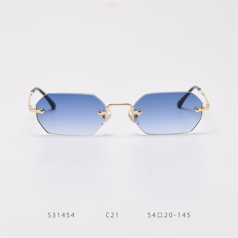 Fashion Polygon Frameless Sunglasses Street Shooting Personality Small Frame Sunglasses