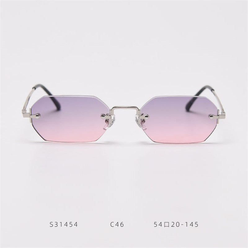 Fashion Polygon Frameless Sunglasses Street Shooting Personality Small Frame Sunglasses