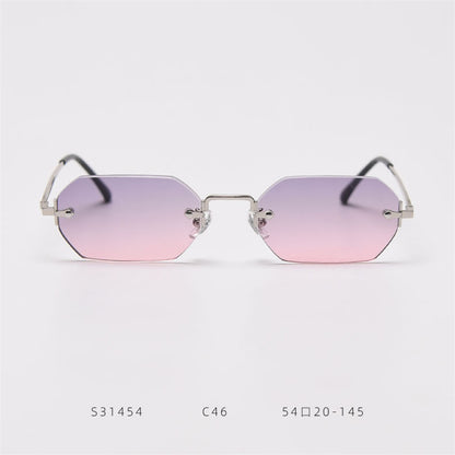 Fashion Polygon Frameless Sunglasses Street Shooting Personality Small Frame Sunglasses