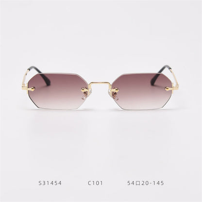 Fashion Polygon Frameless Sunglasses Street Shooting Personality Small Frame Sunglasses