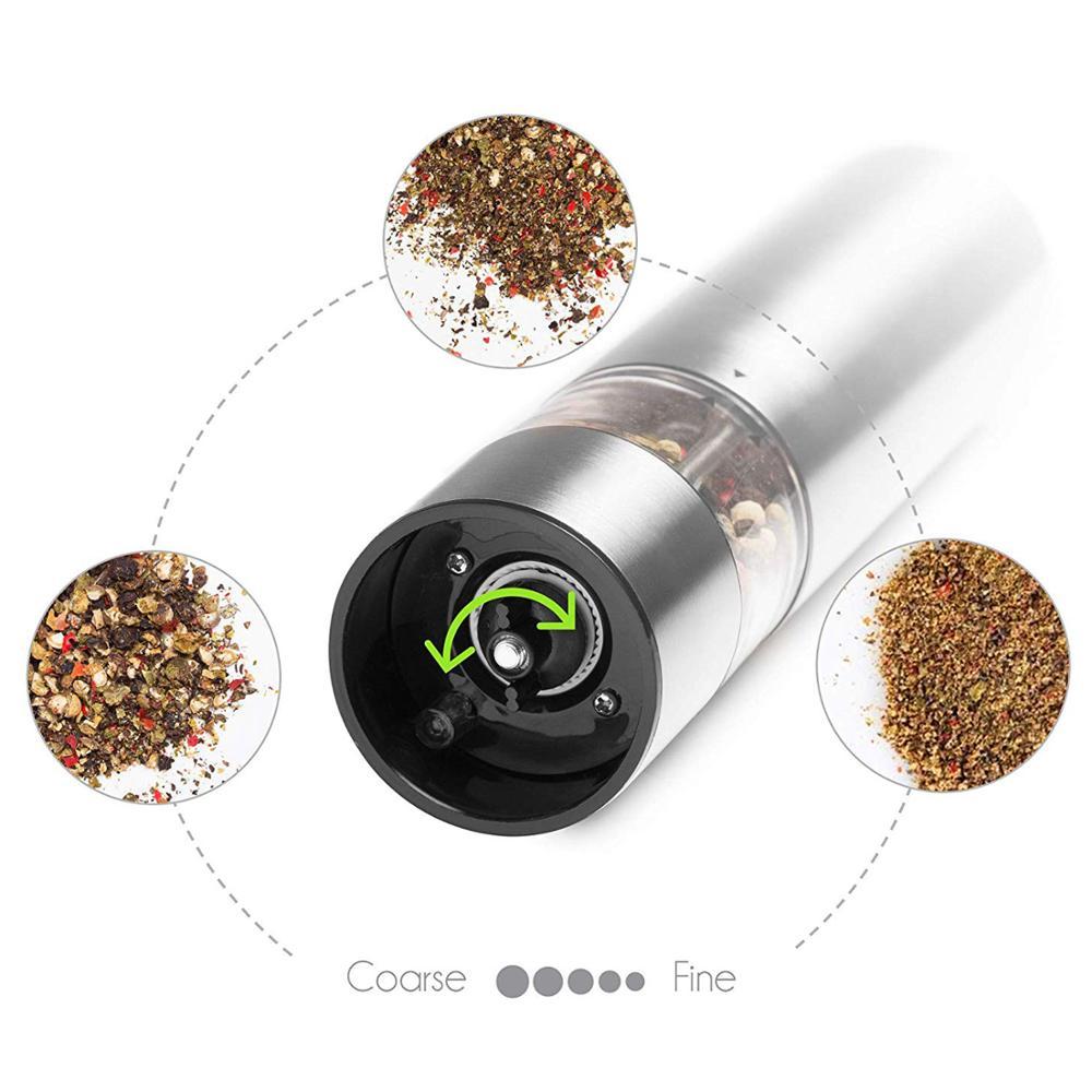 Electric Salt And Pepper Grinding Unit 2 PacksElectronically AdjustableVibrator  Ceramic Grinder  Automatic Onehanded