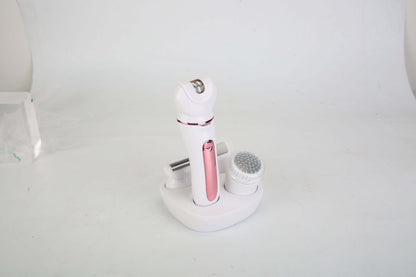1Pc 5 In 1 Electric Body Epilator Rechargeable Women's Grooming Kit Epilator Shaver Facial Brush Callus Remover 5 Point Massager With LED Light LED Display Charging Base