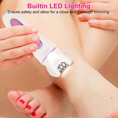 1Pc 5 In 1 Electric Body Epilator Rechargeable Women's Grooming Kit Epilator Shaver Facial Brush Callus Remover 5 Point Massager With LED Light LED Display Charging Base
