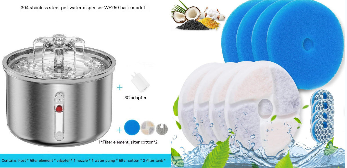 Pet Automatic Water Dispenser Stainless Steel Smart Small Flower Fountain