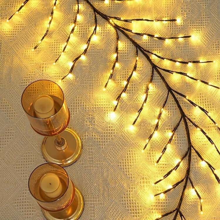 LED Christmas Leaves Rattan Lamp Bedroom Indoor